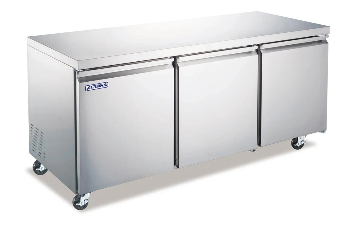 Omcan RE-CN-0017E-HC Aurora 72 inch three door undercounter refrigerator