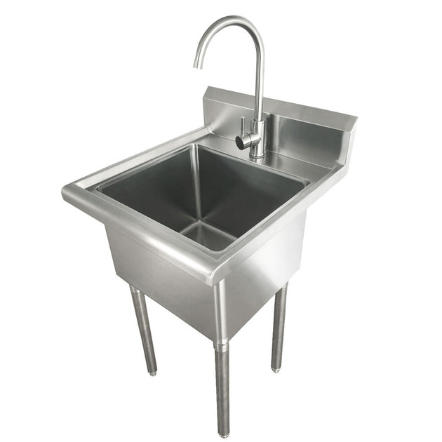 Omcan 44593 one tub stainless steel laundry sink with faucet