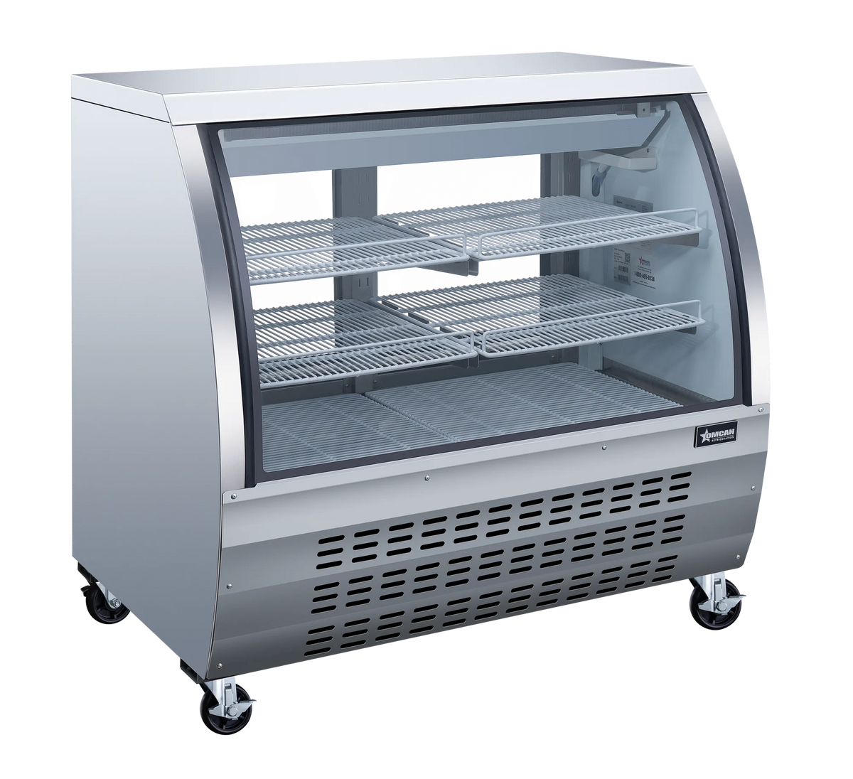 Omcan RS-CN-0120-S 47 inch stainless steel sliding door floor refrigerated showcase