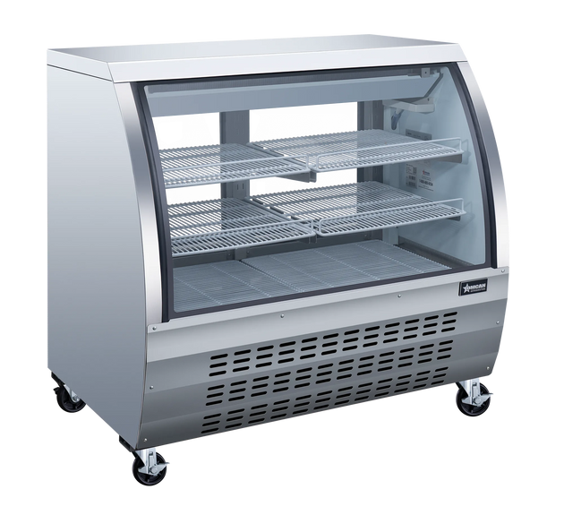 Omcan RS-CN-0120-S 47 inch stainless steel sliding door floor refrigerated showcase