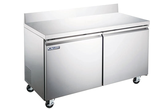 Omcan RE-CN-0011E-B-HC Aurora 48 inch two door worktop refrigerator with backsplash