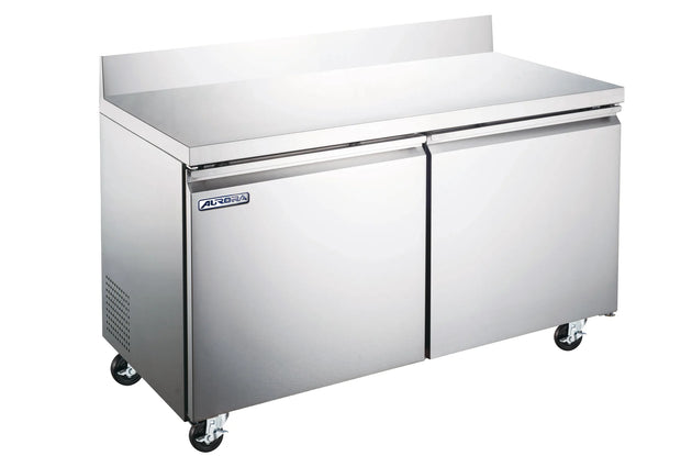 Omcan RE-CN-0011E-B-HC Aurora 48 inch two door worktop refrigerator with backsplash