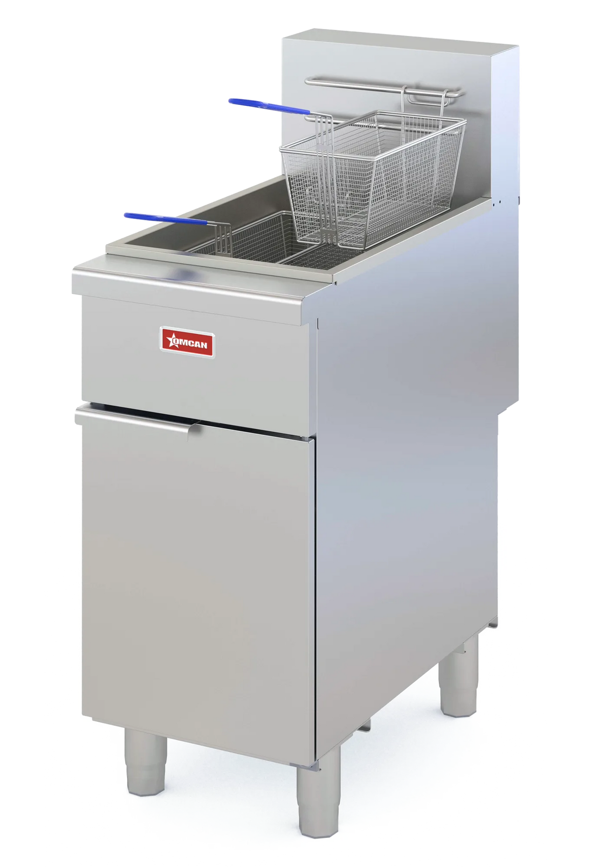 Omcan CE-CN-VF50 NG open pot natural gas floor fryer 122000 BTU