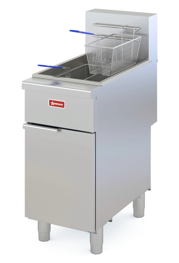 Omcan CE-CN-VF50 NG open pot natural gas floor fryer 122000 BTU