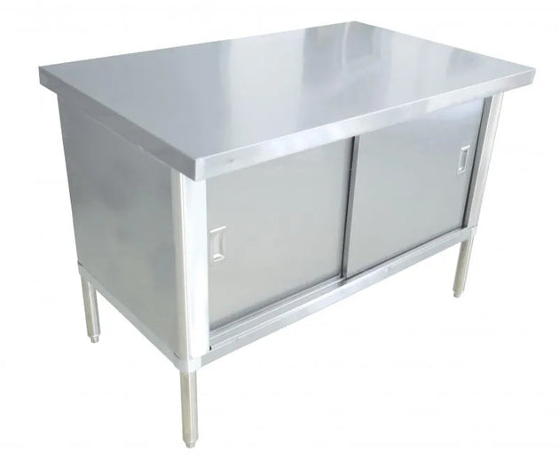 Omcan 28639 30 x 48 inch stainless steel cabinet worktable with flush edge