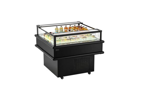 Omcan RE-CN-0900C 37.5 inch refrigerated island showcase in black
