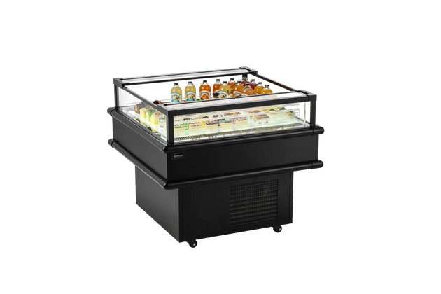 Omcan RE-CN-0900C 37.5 inch refrigerated island showcase in black