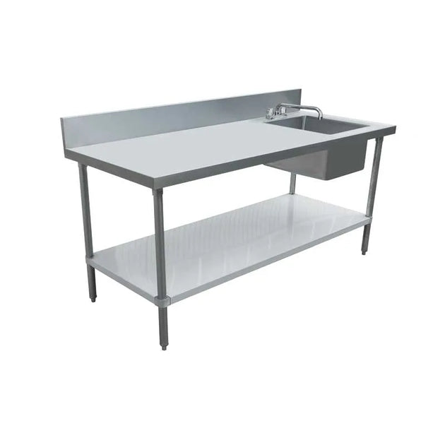 Omcan 43240 30 x 72 inch stainless steel table with right sink and faucet