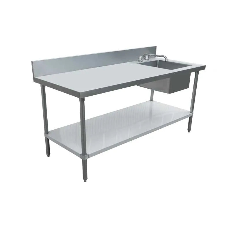 Omcan 43240 30 x 72 inch stainless steel table with right sink and faucet