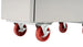 Migali Industries C-F35-LP 15 Inch Gas Deep Fryer - close-up of the heavy duty red swivel casters and stainless base
