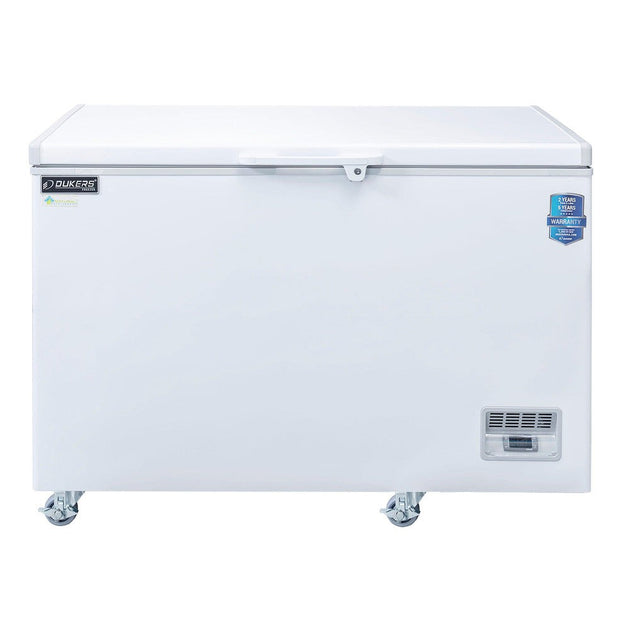 Dukers BD/BG-420 chest freezer shown at an angle