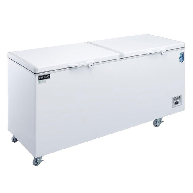 Dukers BD/BG-520 commercial chest freezer with solid hinged lids closed