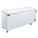 Dukers BD/BG-760 commercial chest freezer with solid hinged lids closed