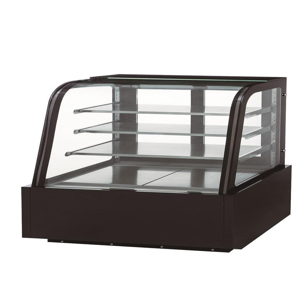 Dukers DDM72R-CB 72 inch curved glass refrigerated cake showcase in black