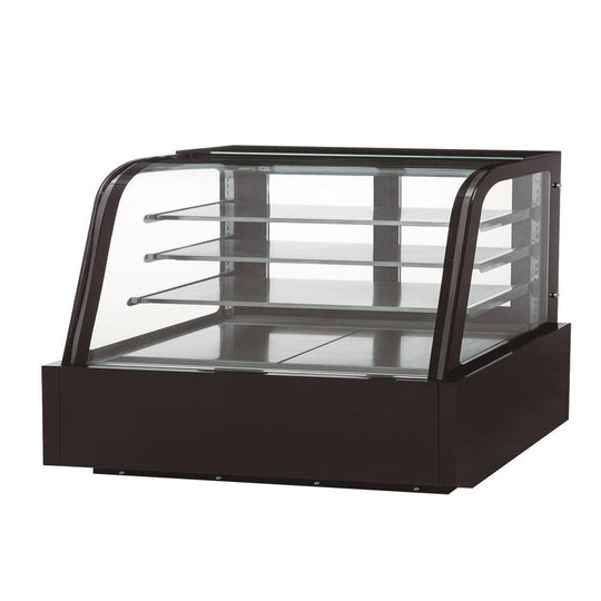 Dukers DDM72R-CB 72 inch curved glass refrigerated cake showcase in black