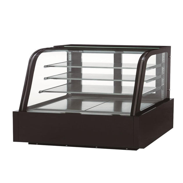 Dukers DDM72R-CB 72 inch curved glass refrigerated cake showcase in black