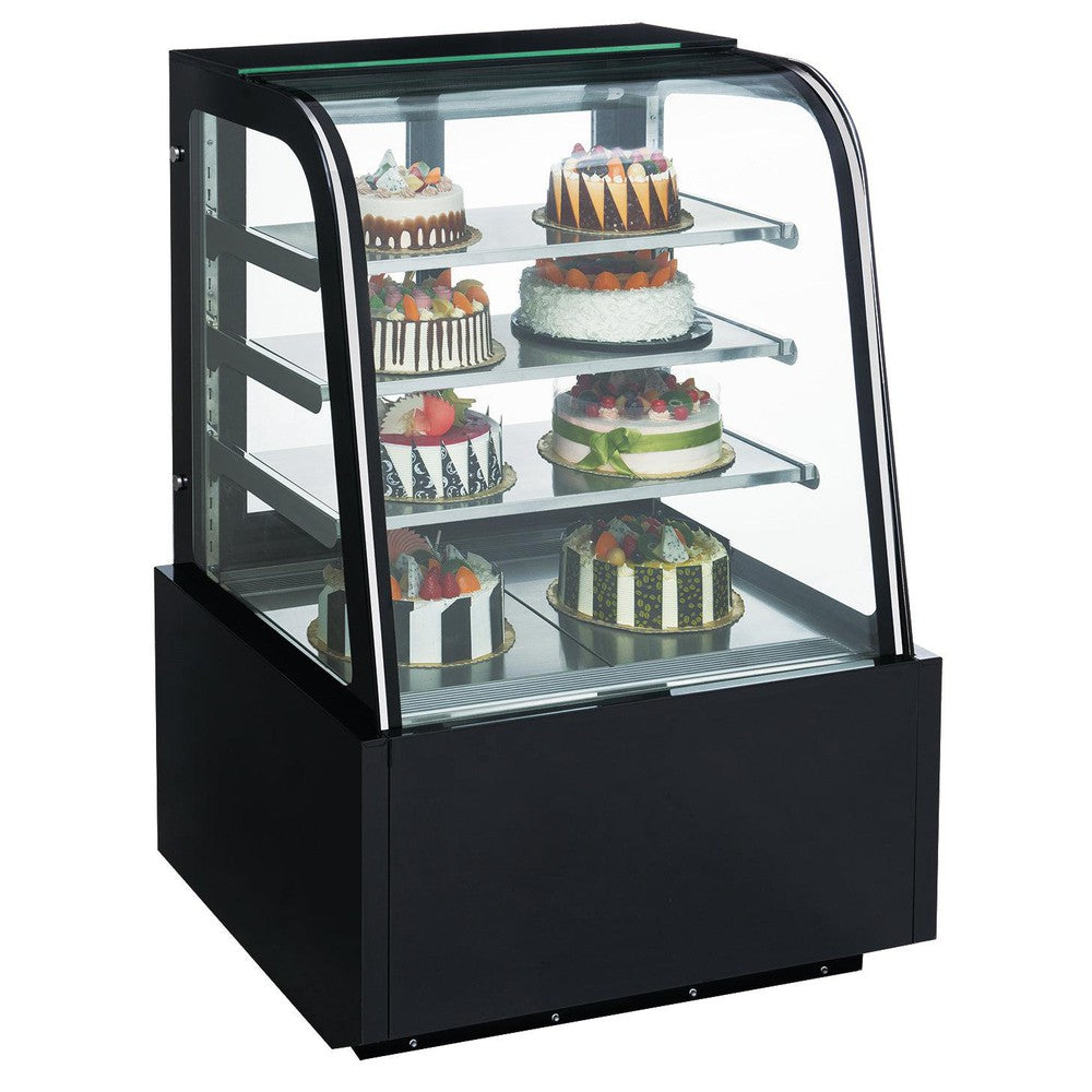 Dukers DDM36R-CB 36 inch curved glass refrigerated cake showcase in black