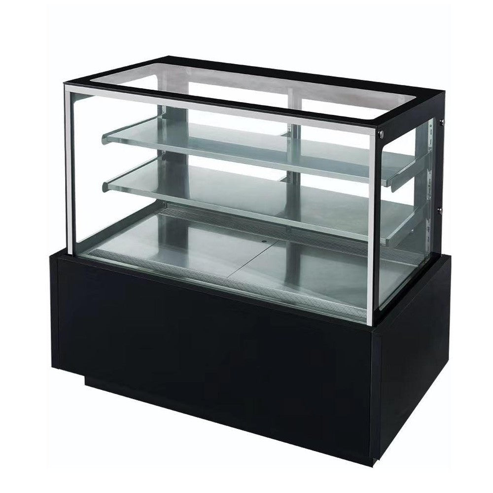 Dukers DDM48R 48 inch straight glass refrigerated cake showcase in black
