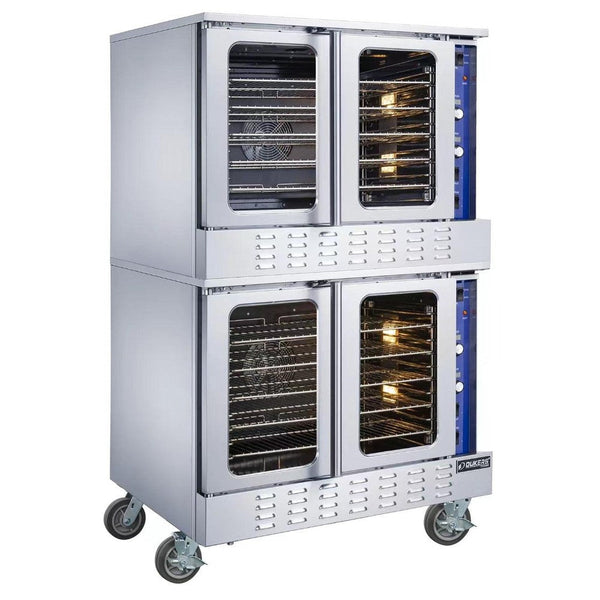 Dukers DCCOG2 double stacked gas convection oven, stainless steel, front view