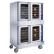 Dukers DCCOG2 double stacked gas convection oven, stainless steel, front view